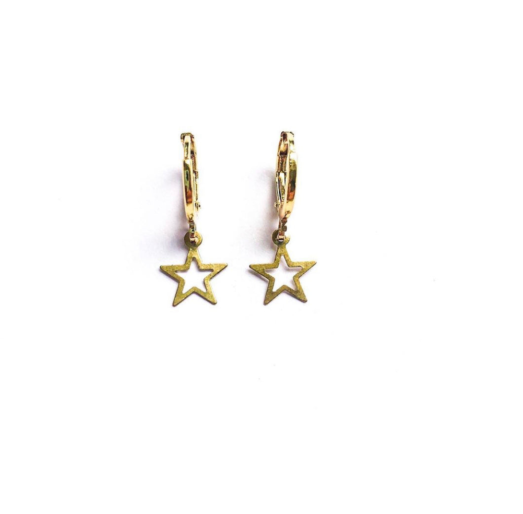 Gold Star Huggie Hoop Earrings